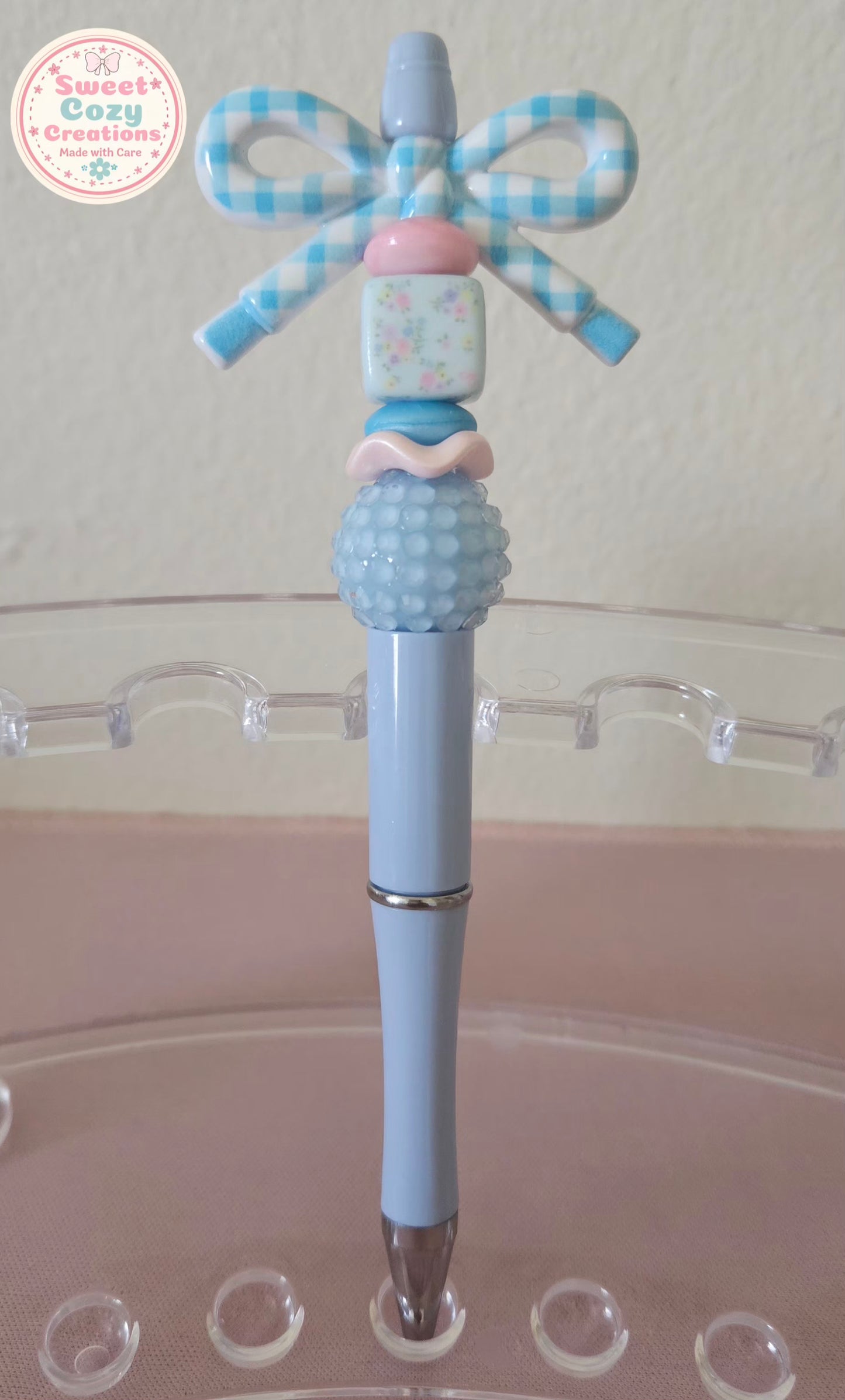 Blue Acrylic Bow Pen