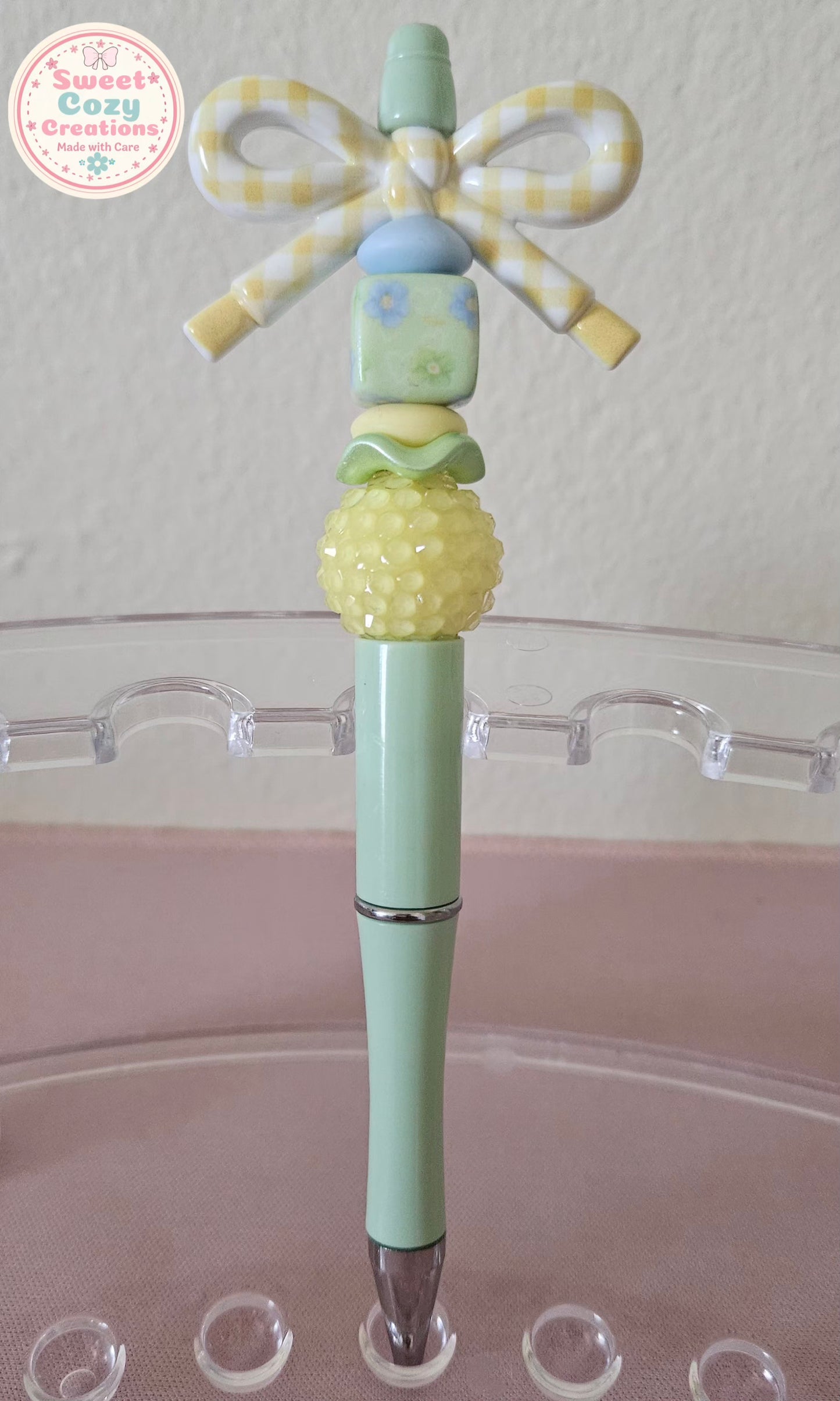 Yellow Acrylic Bow Pen