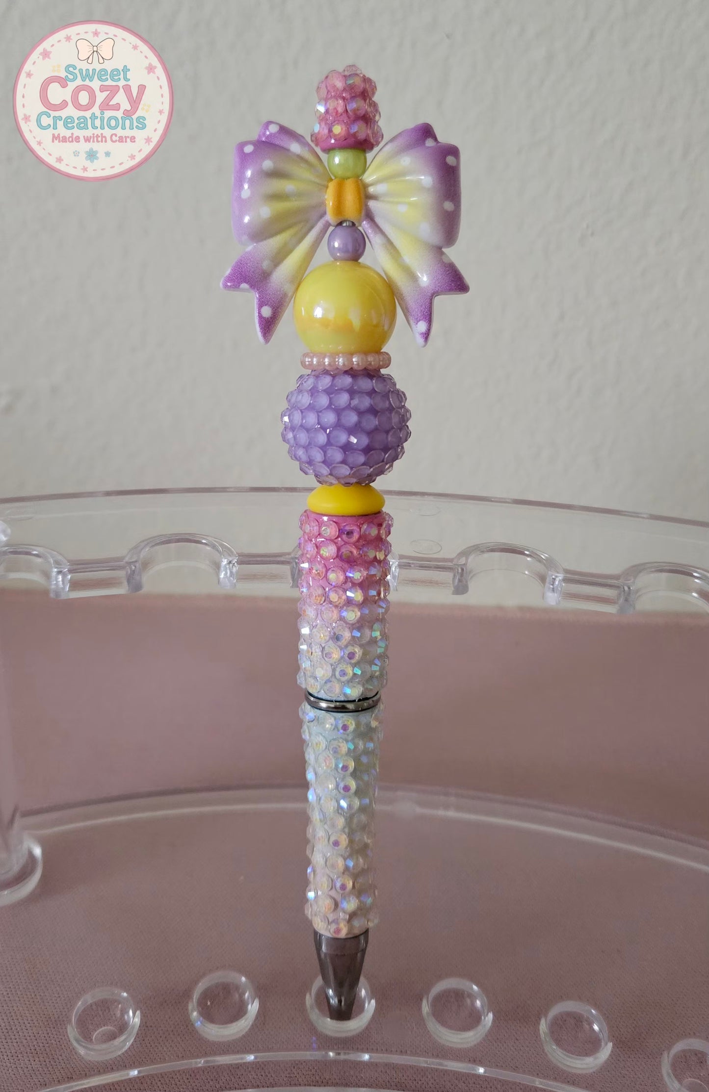 Purple & Yellow Bow on a Fancy Pen