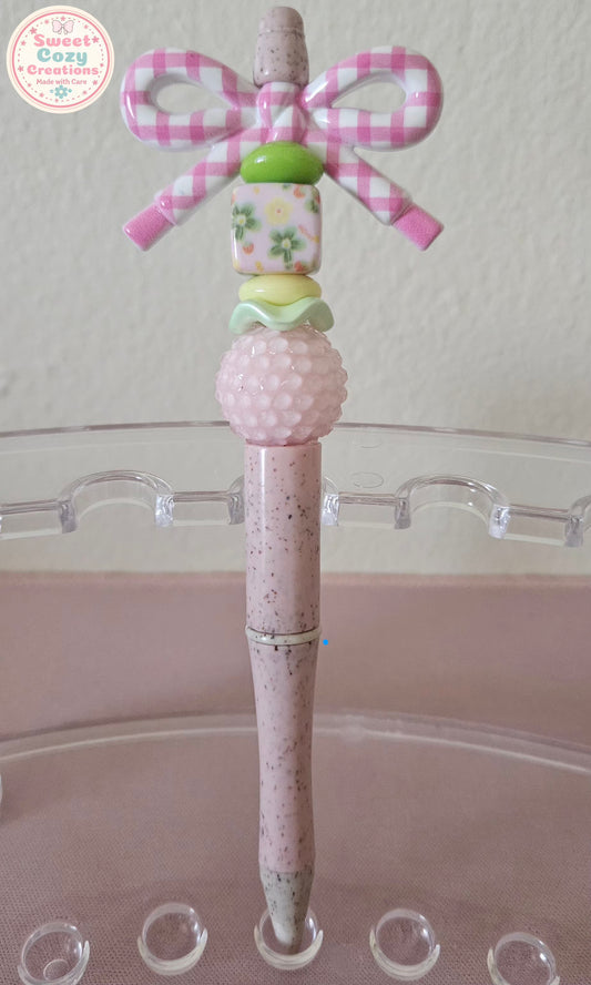 Pink Acrylic Bow Pen