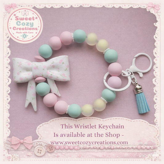 Pastel Bow Vintage Flower Wristlet