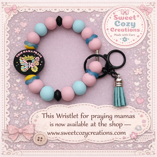 This Mama Prays with Butterfy Wristlet