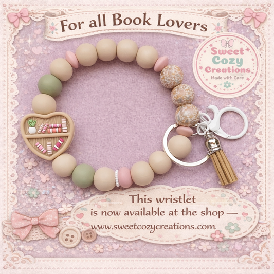 Beige & Green Silicon Bookshelf Wristlet