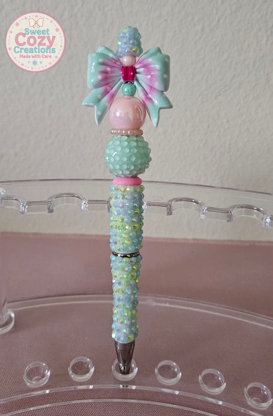 Mint Green Bow on a Fancy Pen