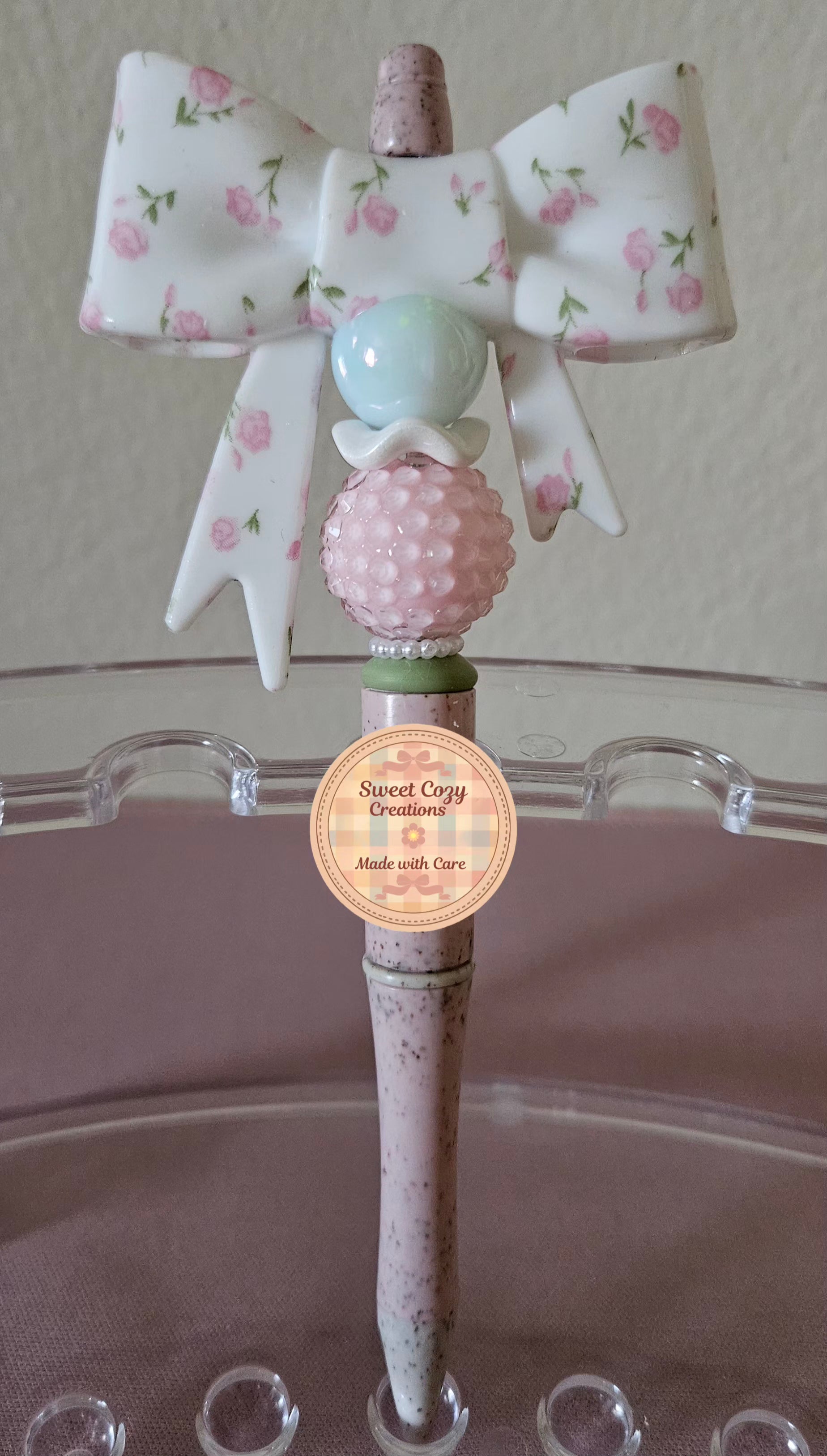 Pink & Mint Green Floral Pen